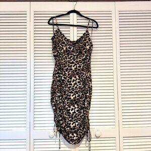 Leopard Print Dress With Side Gather Detail